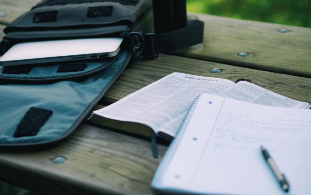 Photo of Bible and study materials