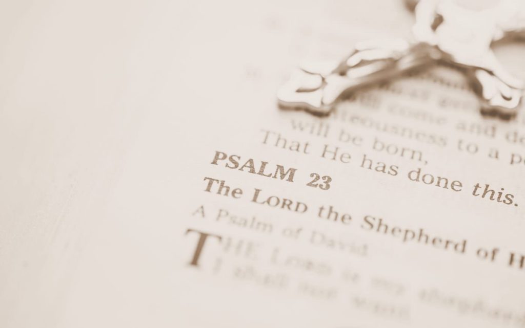 Photo of Bible open to Psalm 23
